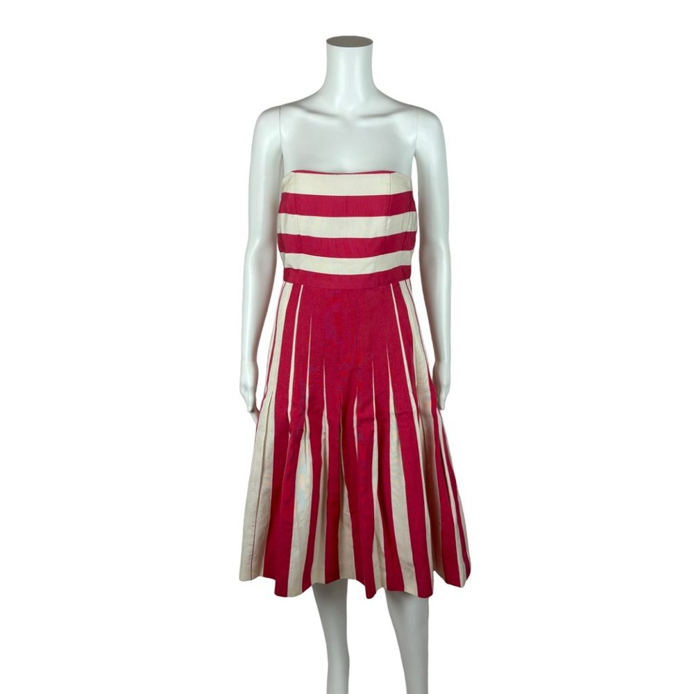 Striped Party Dress Women's Size XXS Strapless Hot Pink White Stripes Barbiecore